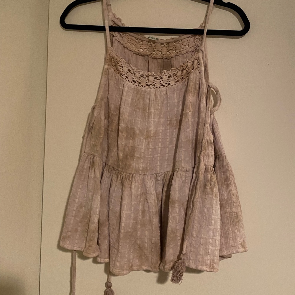 sleeveless tie-dye blouse